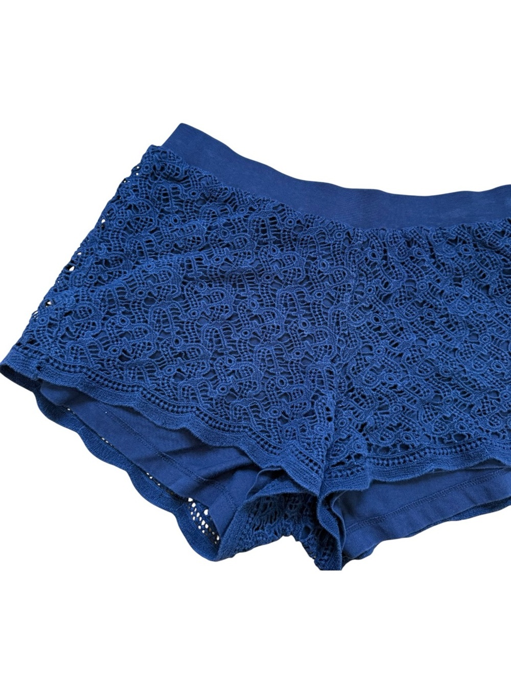 Lilly Pulitzer Crochet Lace Overlay Shorts Size Small Navy Blue Pull On Cotton - Picture 3 of 9